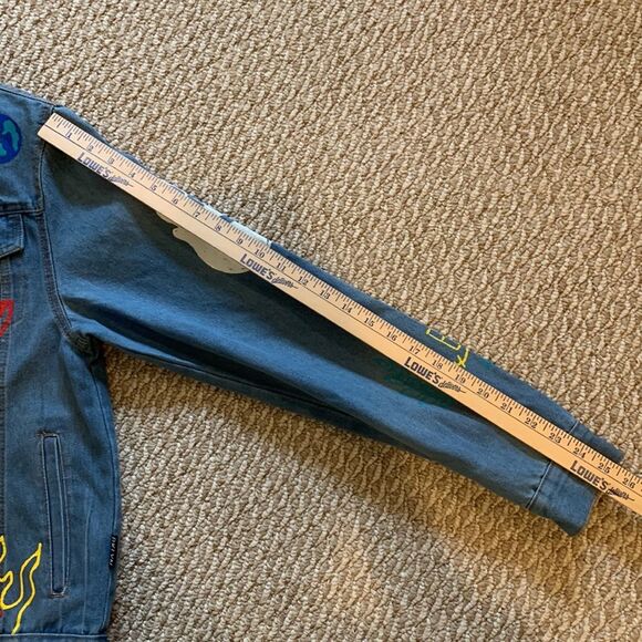 NWOT Brooklyn Cloth Streetwear Graffiti Denim Button Up Jacket unisex size small - Picture 14 of 14